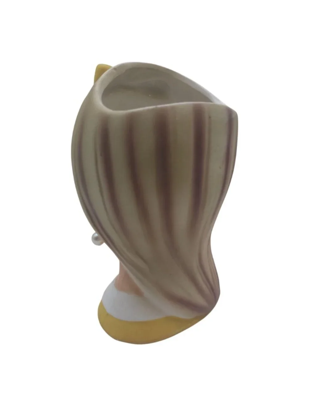 Napcoware Head Vase Lady Teen Ceramic Blonde Yellow Bow Pearl Earring MCM C8493